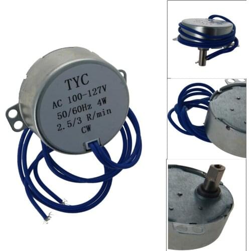 Fielect 1/2pcs Silver Gray Metal Plastic Material Synchronous Motor Power 4W Voltage 110V Steering CW Household Motors TYC-50S