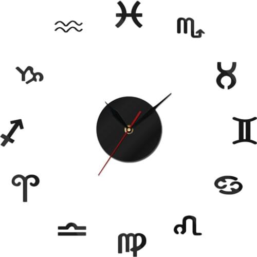 DIY Graphic Symbols Sticker Giant Wall Clock 3D Mirror Large Number Wall Clock Modern Design DIY Frameless Huge Wall Watch