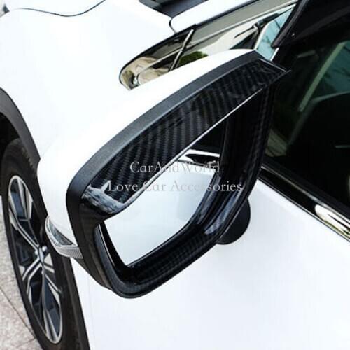 Carbon Fibre For Mitsubishi Eclipse Cross 2018 2019 Rear View Mirror Rain Eyebrow Cover RearView Trims Car Styling Accessories