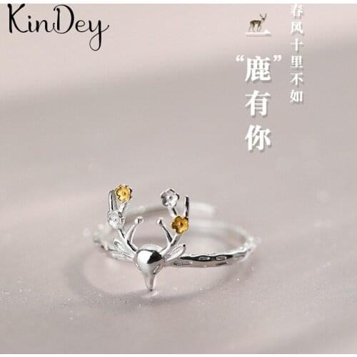 Boho Summer Beach Vacation Knuckle Deer Antlers Open Rings for Women Adjustable Finger Ring Charm Jewellery Wholesale Gifts