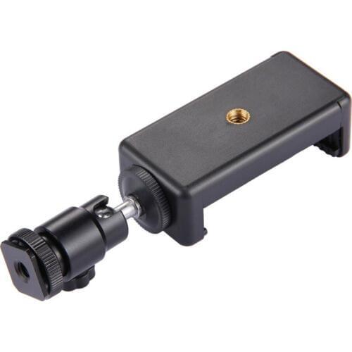 Mini Ball Head 1/4" mount with Lock Hot Shot Adapter with phone holder clip for Camera LED Light Flash Bracket Holder Mount