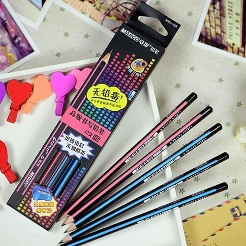 Marco 12pcs Craft Pencils Non-toxic Drawing Sketching Pencil Set for School Student Sketch Gift Stationery Art supplies freeship