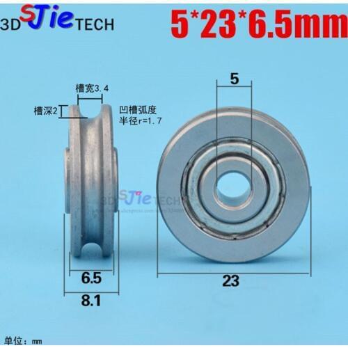 5*23*6.5mm metal pulley, lifting wheel, bearing half cover roller, rolling U groove concave wheel, lifting wire wheel
