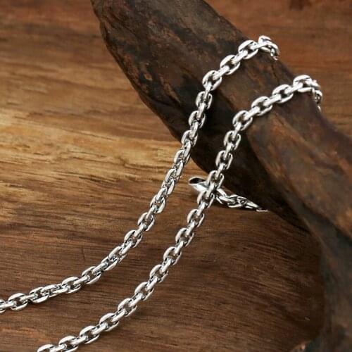 Fashion S925 Sterling Silver Retro Thai Silver Vintage Style Chiang Mai Handmade Cross Necklace Men And Women