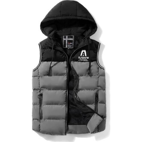 Mens Winter Jackets Casual Thick Vests Men Sleeveless Hoodie Coats Male Cotton Padded Warm Slim Cashmere Waistcoat VT-237
