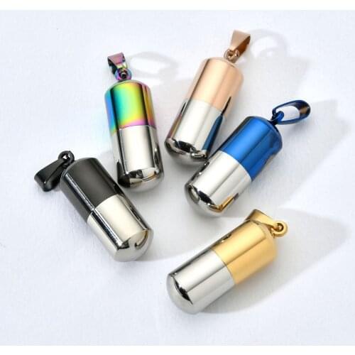 Men Necklace Hollow Pill Necklace for Men with Stainless Steel Cremation Urn Pendant, Perfume Holder, Ashes Keepsake Jewelry