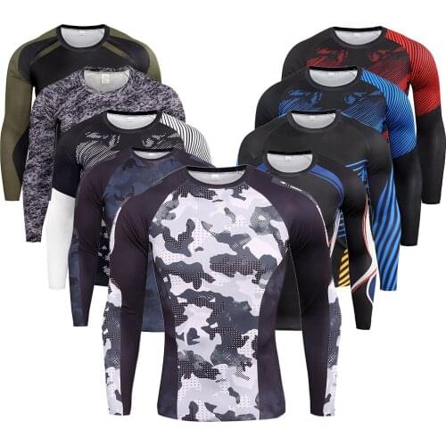 Mens Long-sleeved Tights Elastic Breathable Quick-drying Bottoming Clothes Basketball Running Sports Fitness Clothes T-shirt