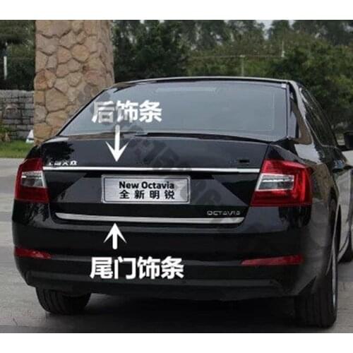 Car styling Stainless Steel Rear Trunk Trim lid Cover Tailgate Door Tail Gate Cover For Skoda Octavia A7 2014 2015 2016 2017