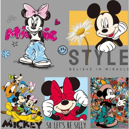 Mickey Mouse Patches for Clothing Heat Transfer Stickers for T-Shirt Iron on Patches for Clothes for Boys Girls Kawaii Custom