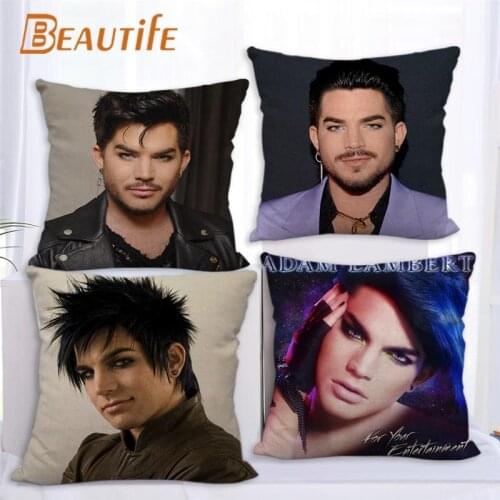 New Arrival Adam Lambert Pillowcase Bedroom Home Decorative Cover 45x45cm Square Zipper Pillow Cases Cotton Linen Fabric No Fade