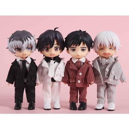 OB11 doll clothes fashion casual plaid suit suit 6 pieces suit for 1/12 OB11 size Small suit jacket shirt tie doll accessories