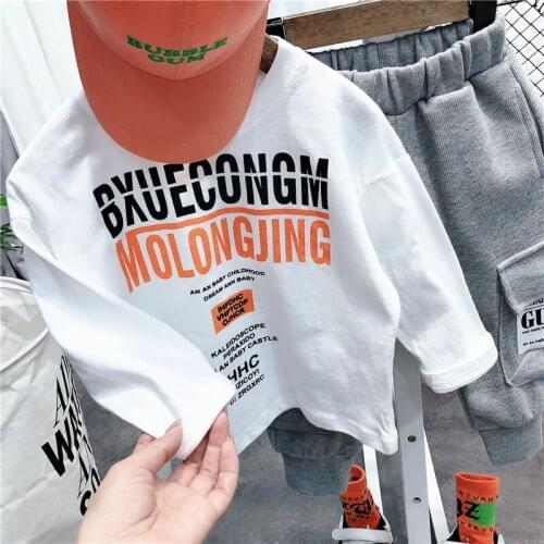 2 3 4 5 6 7 Years Toddler Boys T-shirts Casual Letter Long Sleeve Tops For Boy Kids Clothing 2020 Spring Children Shirts Boy Tee