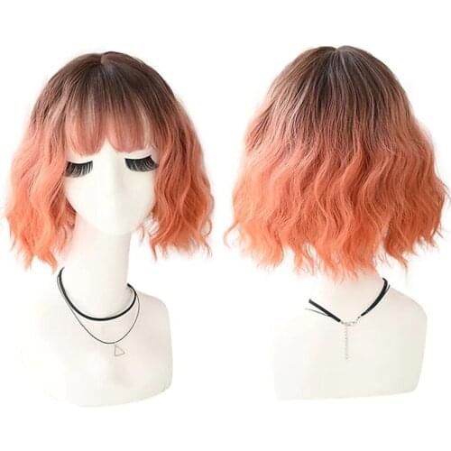 Human Blend Wigs Short Hair Deep Wave Soft Cosplay Wig With Bangs For Women