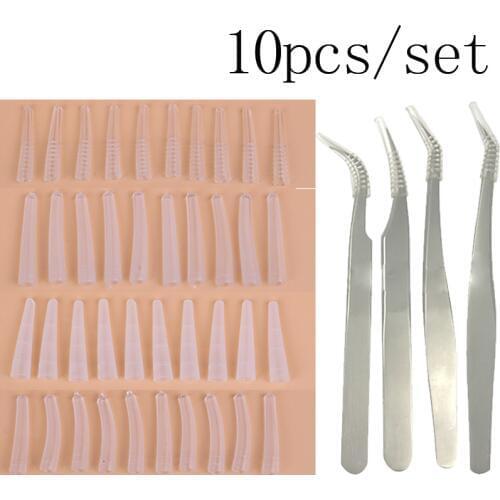 10Pcs Grafting Eyelashes Tweezers Silicone Covers Tips Tweezers Protect Cases Eyelashes Auxiliary Tools 3 Styles