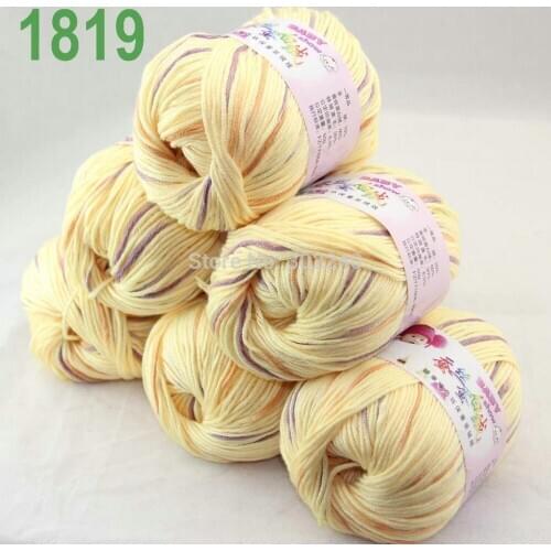 Sale Lot of 6 balls x 50g (147y) Cashmere Silk velvet Hand knitting Yarn Yellow Purple 1819