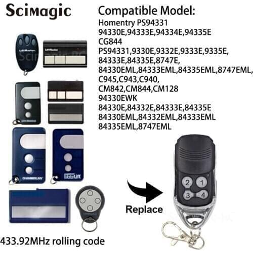 Liftmaster 94335E 84335E 94333E 94334E Garage Door Remote Control 433.92MHz Rolling Code Handheld Transmitter Replacement