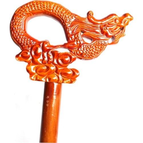 Long Yi wood carving to send crutches leading the elderly birthday gift
