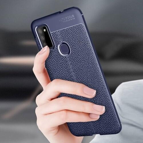 M51 Luxury Brand Original Shockproof Armor Cover for Samsung Galaxy M51 Case Soft Leather Carbon TPU Case for M51 Case