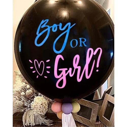 Gender Reveal Baby Shower Ballon Suit Boy or Girl Balloon Black Latex Ballon with Confetti Mothers Party Decoration Supplies