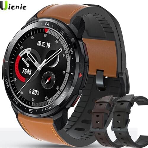 For Honor Watch GS Pro Strap / Honor Watch ES Genuine Leather Band Silicone Bracelet Watchbands 20mm 22mm Watch Strap ремешок
