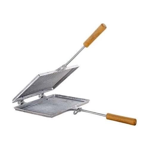 Cast Aluminum Toaster Machine -Stovetop Hand Toaster Grill - Unpainted Uncoated Natural Aluminum Camping BBQ Picnic