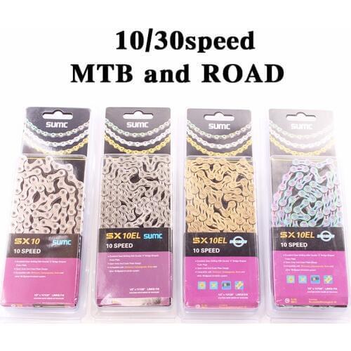 SUMC Bicycle Chain 116 Links SX10EL 10S 20S 30S Chains Mountain MTB 10 Speed Chain with missinglink for M6000 M610 M780 Rainbow