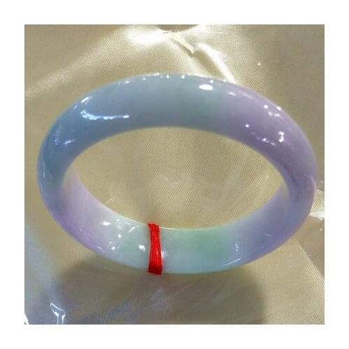 Zheru jewelry natural Burmese jade 54-64mm light color two-tone bracelet elegant princess jewelry, best gift for mother and girl