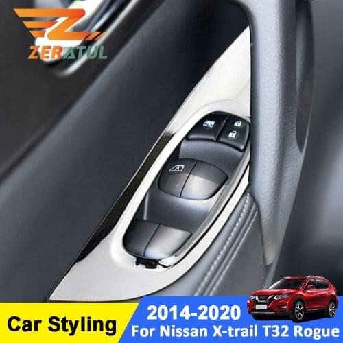 Zeratul For Nissan X-trail Xtrail T32 Rogue 2014 - 2020 4Pcs/Set ABS Chrome Door Window Switch Panel Cover Trim Accessories