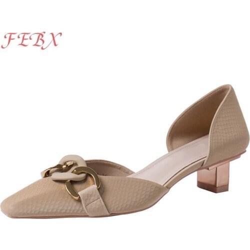 New Women Pumps Single Shoes Chains Pointed Toe Ladies High Heels Casual Slip On Female Autumn Fashion Party Shoe Concise 2021