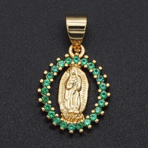 19x12mm 100% CZ Zircon DIY Jewelry Virgin Mary Charm Pendant Wholesale Bracelet Making Charm Top Quality