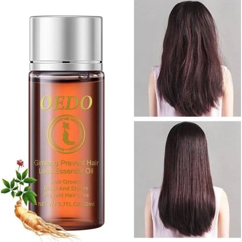 20ML Ginseng Prevent Hair Loss Essential Oil Promote Hair Growth Smooths Frizz Dense Hair Black Fast Restoration Hair Care Oil
