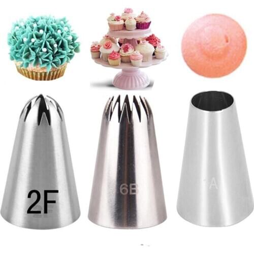 3 Pcs/set Cupcake Cream Rose Icing Piping Tips Pastry Nozzle Baking Tools Cream Cake Decorating Set Stainless Steel Nozzles