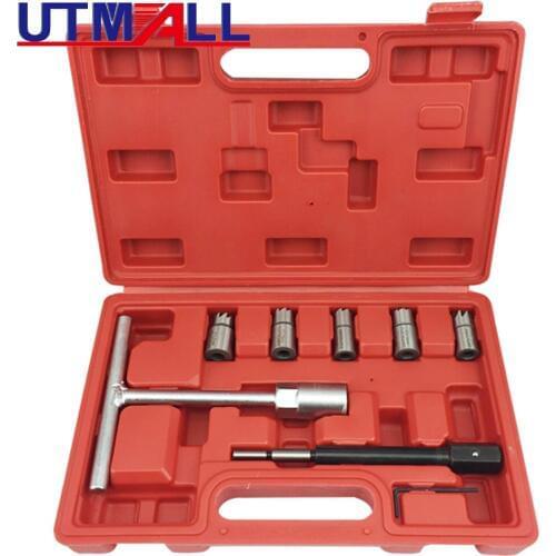 7PCS Diesel Injector Seat Cutter Clearner Tools Carbon Remover Car Garage Tool Kit