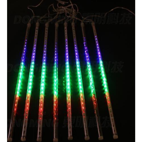 8pcs 20cm RGB Meteor Shower Rain tube Led light christmas tree holiday Snowfall fairy light outdoor wedding Decoration 110V-240V