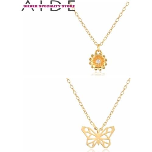 Aide 925 Sterling Silver Necklaces For Women 2021 Trend Clavicle Necklace Jewelry Collier Collares Flowers Pendant Collar Gifts