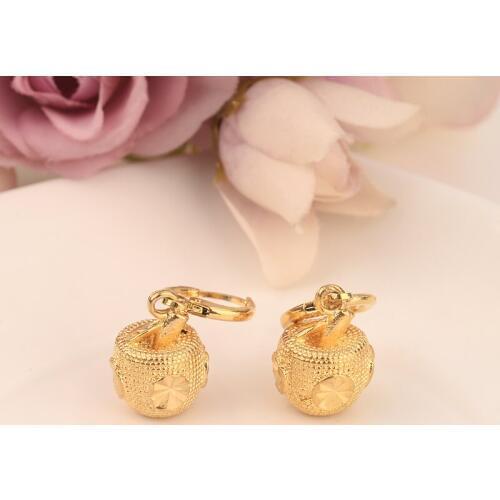 Bangrui Classical Africa Apple Earrings for Women / Girl, Gold Color Dubai India Arab Middle Eastern Jewelry Mom Gifts