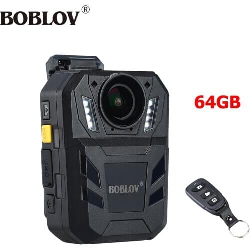 BOBLOV 64GB Body Camera WA7-D IP67 32MP HD Video Cam Mini Comcorder 170 Degree Ambarella A7 GPS Politie Camara Security Guard