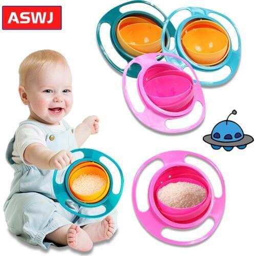 Baby Feeding Universal Gyro Bowl 360 Rotate Spill-Proof Solid Feeding Dishes Baby Balance Novelty educational toys Practical