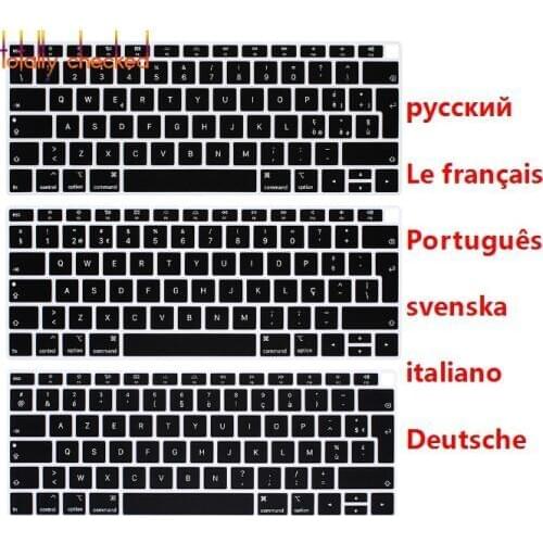 Russian German French Portuguese Italian Language Keyboard Skin Cover for MacBook Air 13 13.3 A1932 2018 Release TouchID