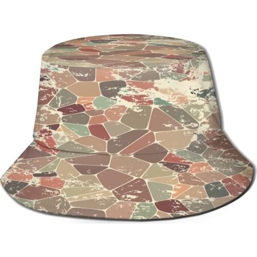 CINESSD Bucket Hat Unisex Bob Caps Hip Hop Gorros Retro Mosaic Geometric Abstract Summer Panama Cap Beach Sun Fishing Hat