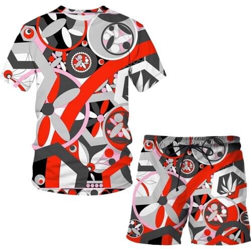 Summer New Boys Neck Short Sleeve Pants Sets Iron chain 3D Print Casual T-shirt Shorts Suit Breathable T shirt 2-piece set Tops