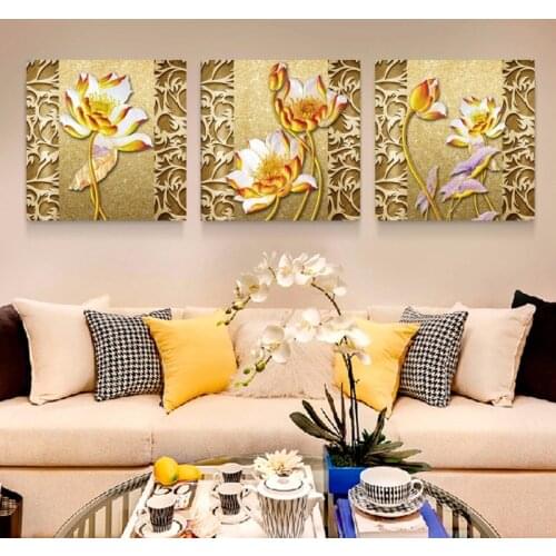Home Decor Wall Art Canvas Painting Lotus Cheap Modern Picture Paintings on Canvas Wall Pictures for Living Room No Frame HY37