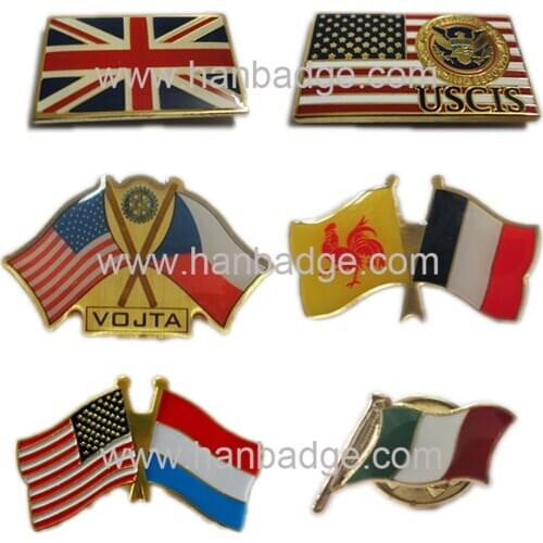 Custom Flag Pin Customized Country Badges In Gold Or Silver Finish Designed Twin Flagpin
