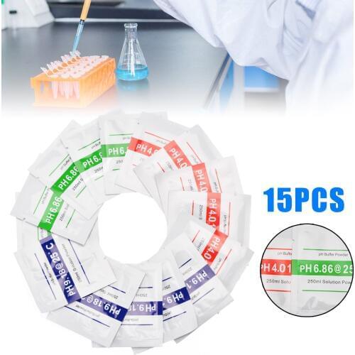 15pcs PH Meter Buffer Powder Measure Calibration Solution PH Meter Solution Powder PH6.86/ 4.01 /9.18 Calibration Water Testing