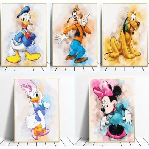 Disney Mickey Mouse and Donald Duck Canvas Painting Posters and Prints Wall Art Pictures Cuadros for Living Room Decor Kids Gift