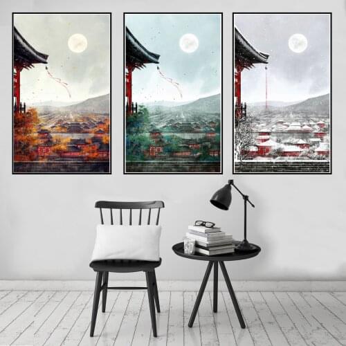 China Changan Four seasons Beautiful Landscape Poster Canvas Print Painting Wall Art Living Room Home Decoration