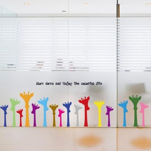 Colourful Graffiti Giraffe Head Wall Stickers For Kids Room Baseboard Decorations Diy Cartoon Animals Mural Art Pvc Home Decal