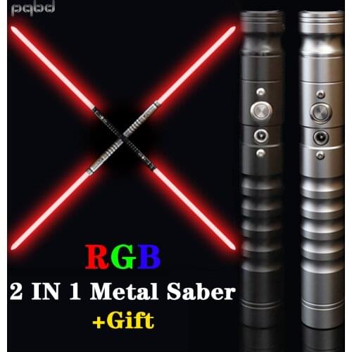 Double-edged Laser Sword RGB 7 Colors Change LED Lightsaber Two In One Switchable Sound Full Metal Handle Force FX Blaster Toy