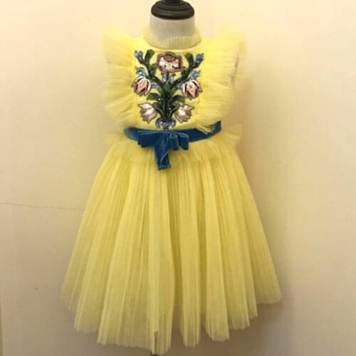 Summer Dress Baby Girls Embroidered mesh ball Gowns Girl Elegant Tulle Dress Kids Holiday Wear Costume
