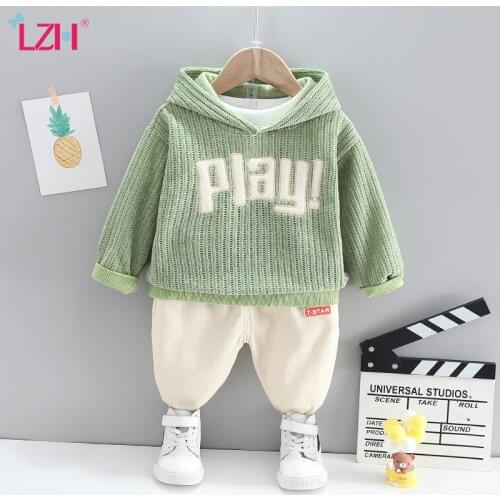 LZH 2021 New Hooded Autumn Childrens Sports Suit Long Sleeve Baby Boy Clothes Sets For Baby 1-2-3-4 Year Newborn Baby Tracksuit